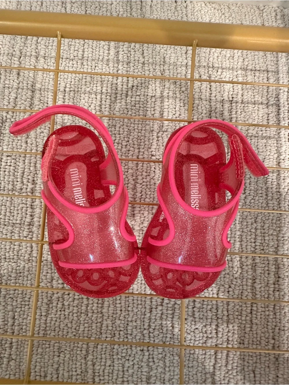 Mini Melissa Pink Glitter Jelly Sandals